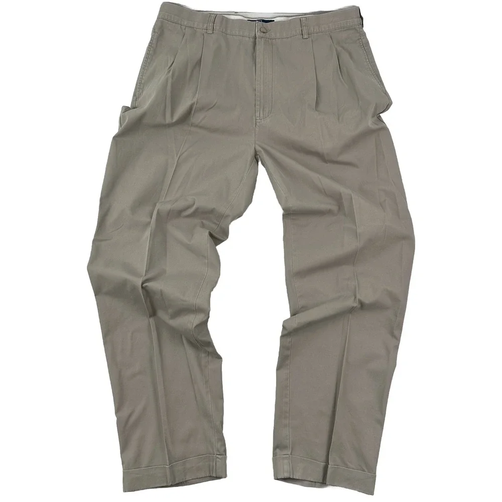 VTG Polo by Ralph Lauren‎ Beige PANTS 36x32 Men Tag 38x34 Cuffed Chino Pleated